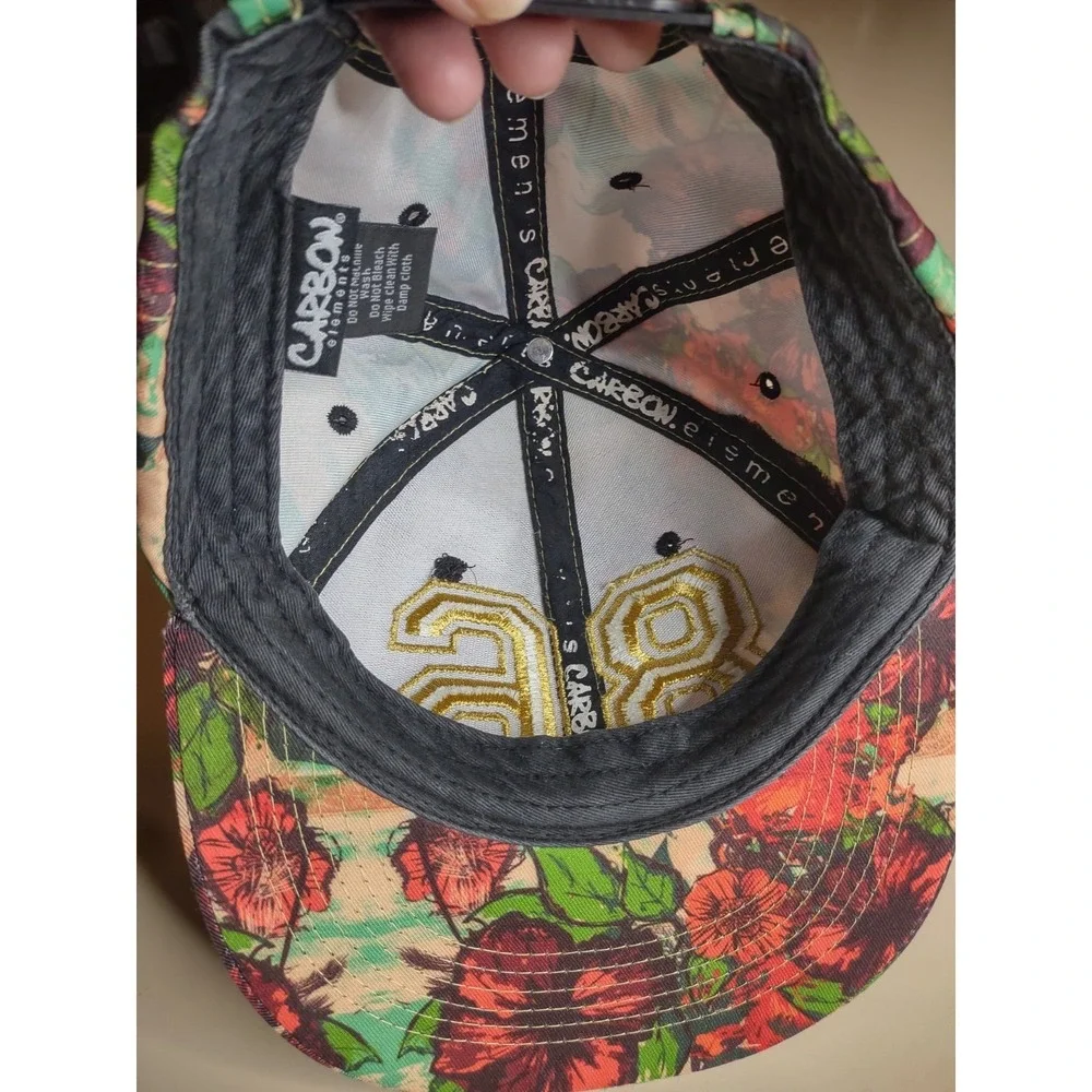 Carbon Elements‎ Floral Snapback Hat 86 Embroidered Adjustable Cap Gold Pink...